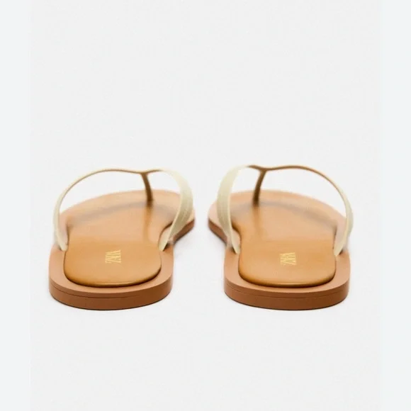 Zara Women's Cream Rubberized Sandals - Picture 2 of 4